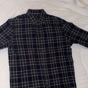 Black Brown Men's Green l, Navy and Yellow Plaid Shirt